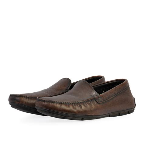 prada men's brown loafers|Prada driving loafers men's.